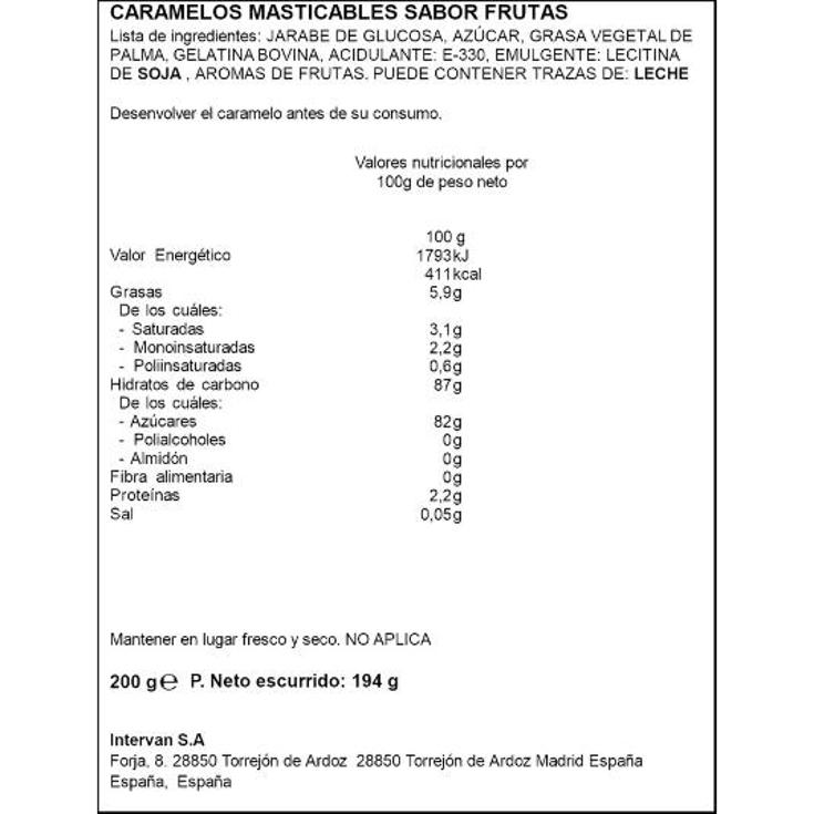CARAMELOS MASTICABLES SPAR BOLSA 200 GR