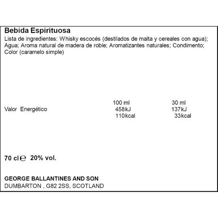 WHISKY 20º LIGHT BALLANTINES BTLLA 70 CL