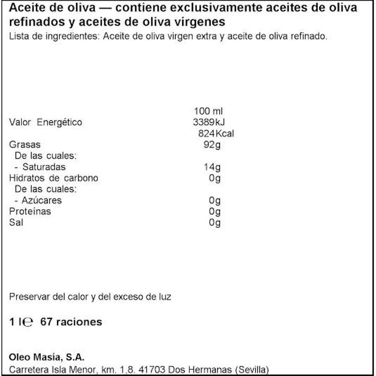 ACEITE OLIVA (SUMUM) LA MASÍA BTLLA 1 LT