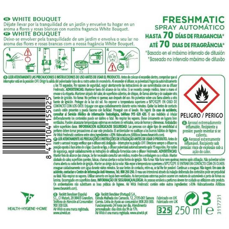 AMBIENT.F.MATIC WH.BOUQUET REC. AIR WICK SPRAY 250 ML