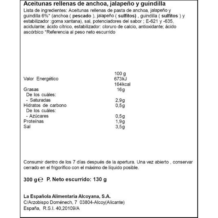 ACEITUNAS RELLENAS DE GILDAS LA ESPAÑOLA LATA 130 GR