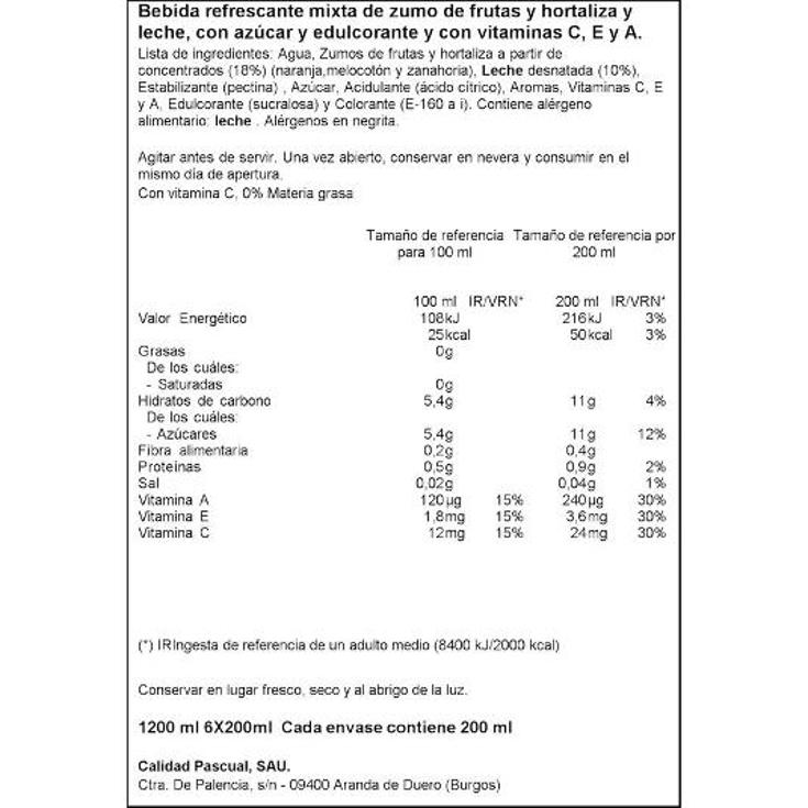 BIFRUTAS MEDITERRANEO 6X200 PASCUAL PACK 1200 ML