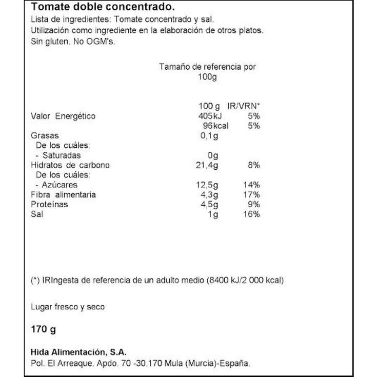 TOMATE DOBLE CONCENTRADO HIDA LATA 170 GR