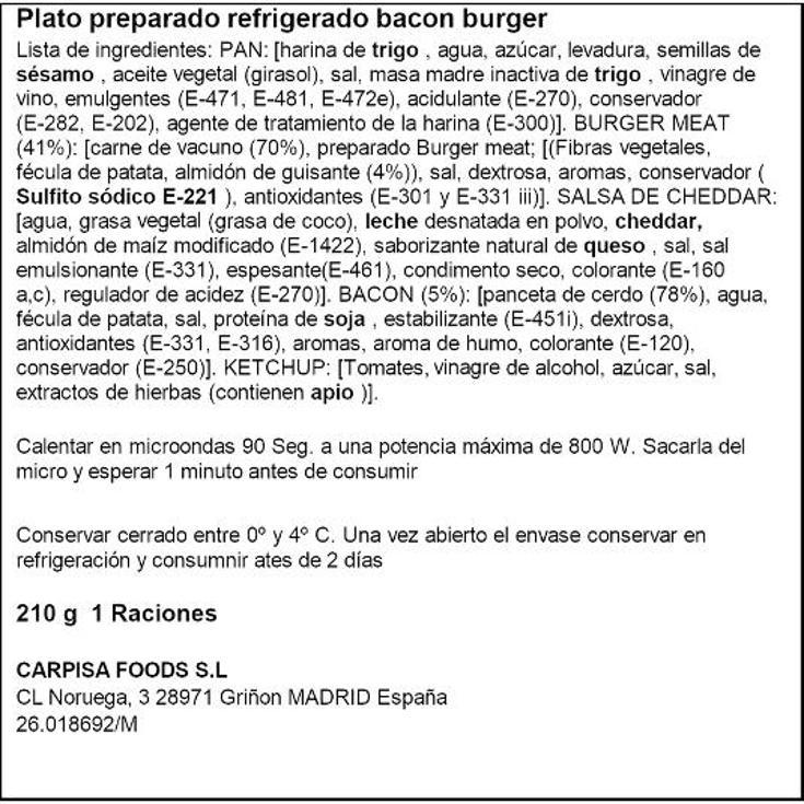 HAMBURGUESA BACON BURGER BROOKLYN TW UNIDAD