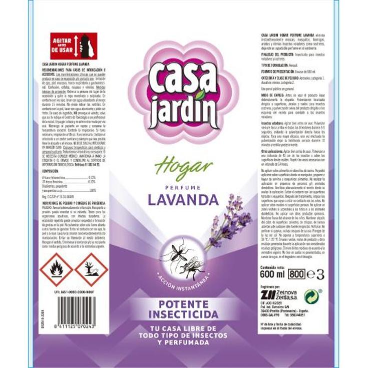 INSECT.HOGAR Y PLANTAS LAVANDA CASA JARDIN SPRAY 600 ML