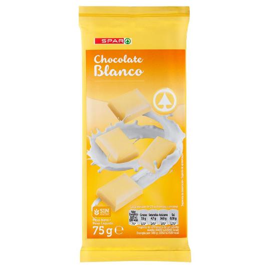 CHOCOLATE BLANCO SPAR PTLLA 75 GR