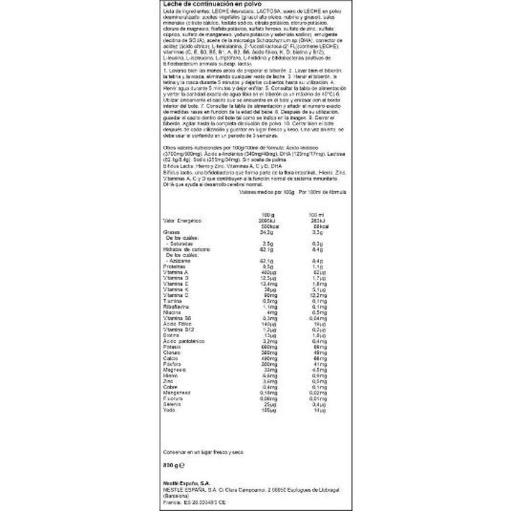 LECHE MATER.CONT. NIDINA Nº-2 NESTLE BOTE 800 GR