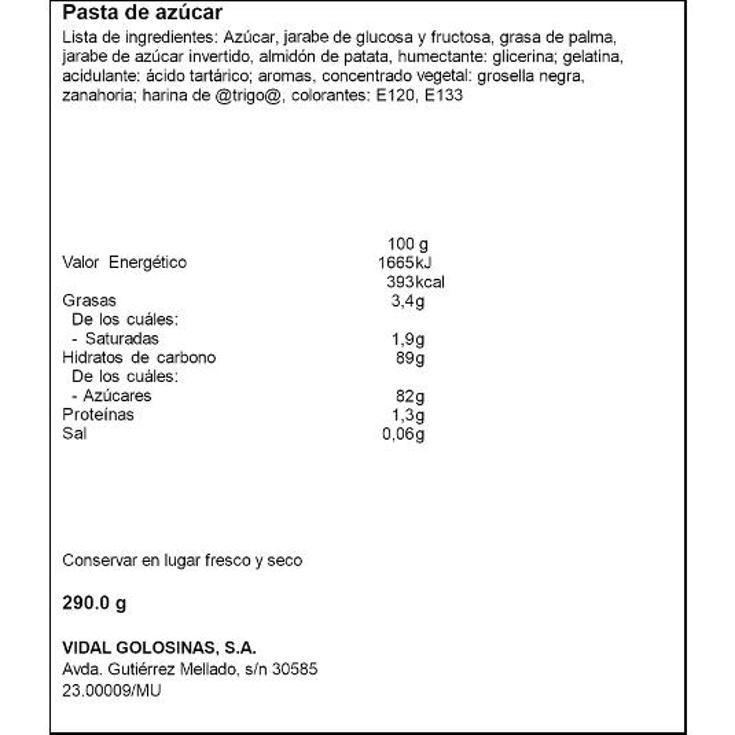 GOLOSINAS RAYADITOS FRAMBUESA VIDAL TRRNA 290 GR