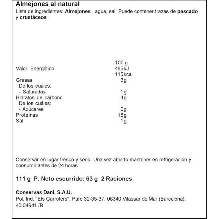 ALMEJONES AL NATURAL DANI LATA 63 GR