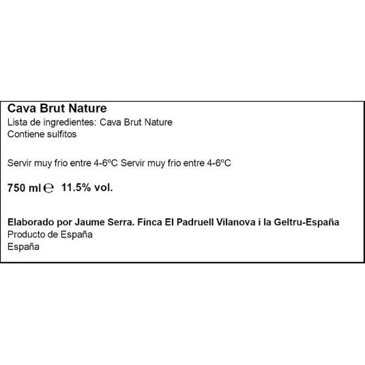 CAVA BRUT NATURE 11,5º JAUME SERRA BTLLA 75 CL