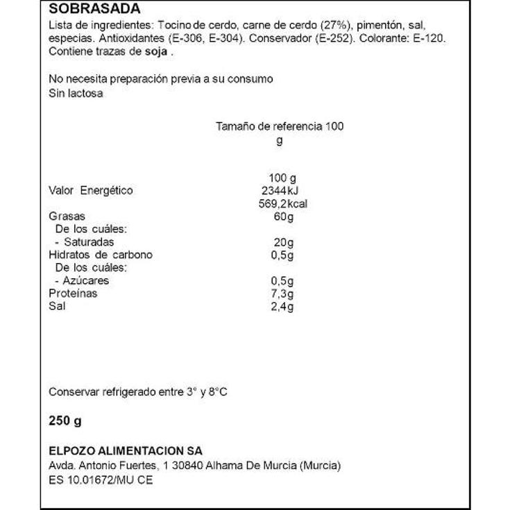 SOBRASADA ELPOZO TRRNA 250 GR