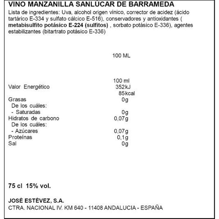 VINO MANZANILLA "SEÑORITA" REAL TESORO BTLLA 75 CL