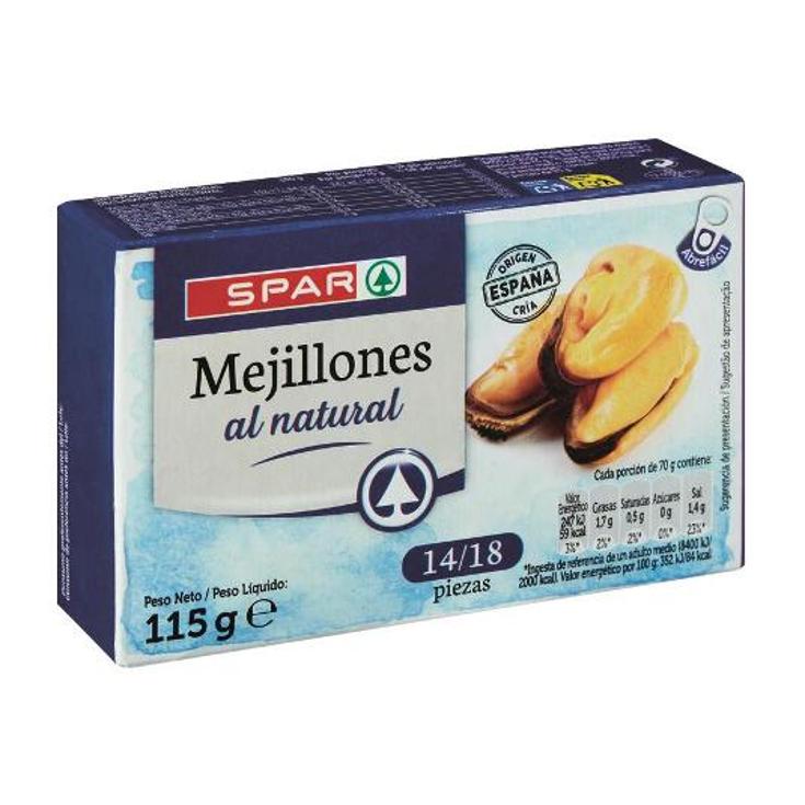 MEJILLON AL NATURAL 14/18 SPAR LATA 69 GR