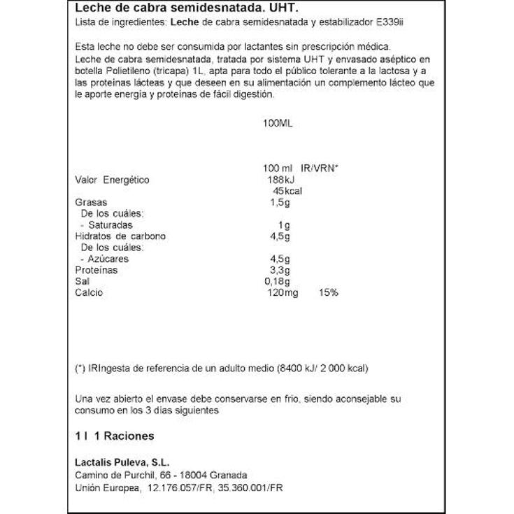 LECHE DE CABRA PULEVA BTLLA 1 LT