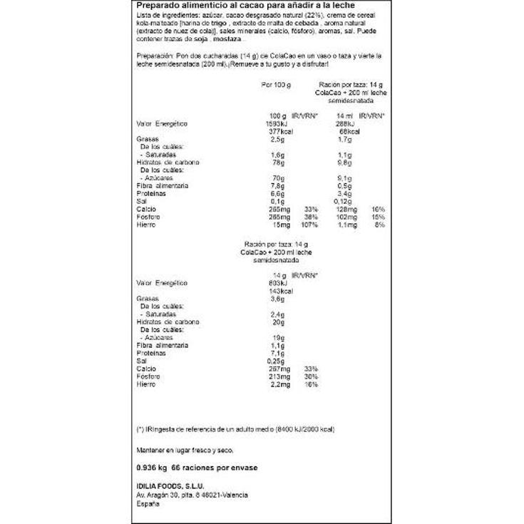 CACAO SOLUBLE COLA CAO BOTE 760 GR
