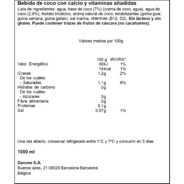 BEBIDA DE COCO SIN AZUCAR ALPRO BRIK 1 LT