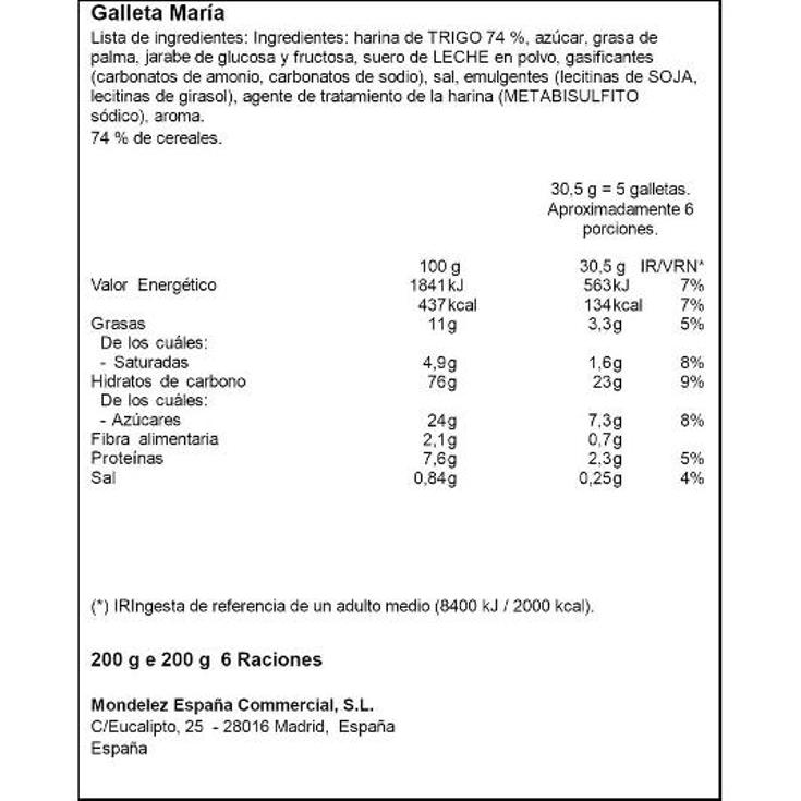 GALLETAS LA BUENA MARIA FONTANEDA PQTE 177 GR