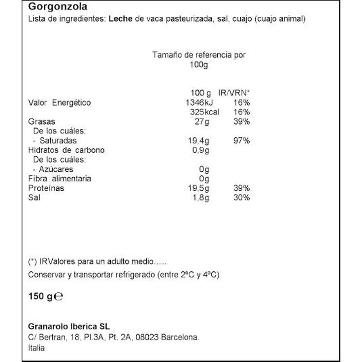 QUESO GORGONZOLA GRANAROLO UNIDAD 150 GR