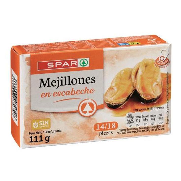 MEJILLON ESCABECHE 14/18 SPAR LATA 69 GR