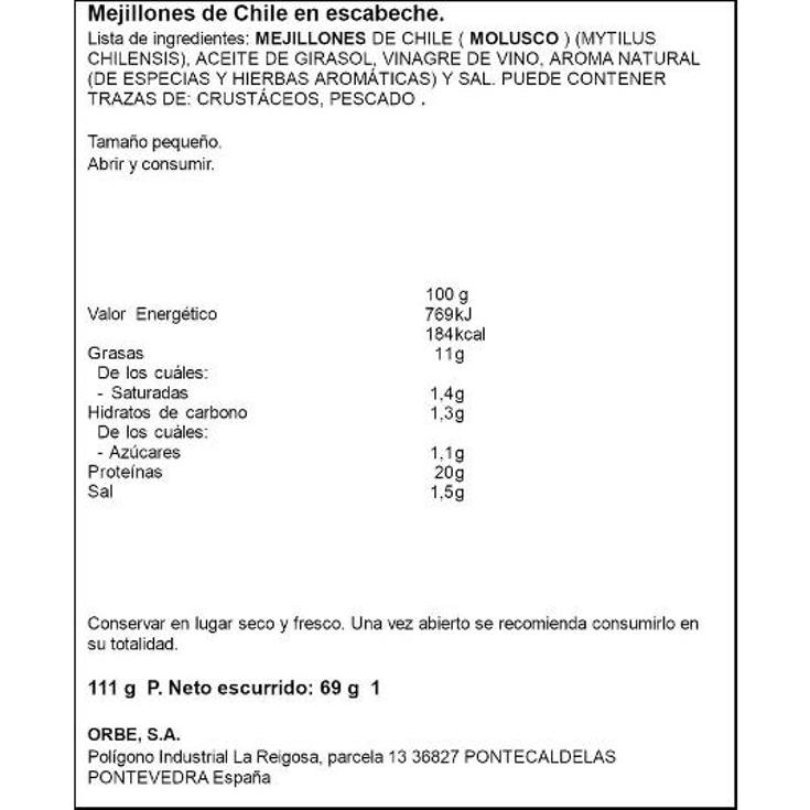 MEJILLON ESCABECHE 14/18 SPAR LATA 69 GR