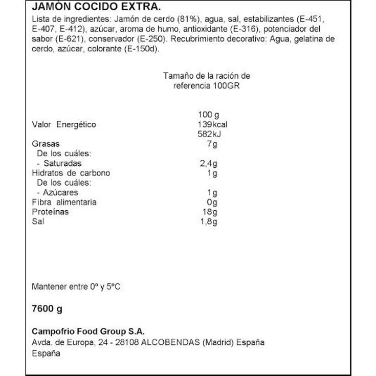JAMON COCIDO EXTRA CAMPOFRIO