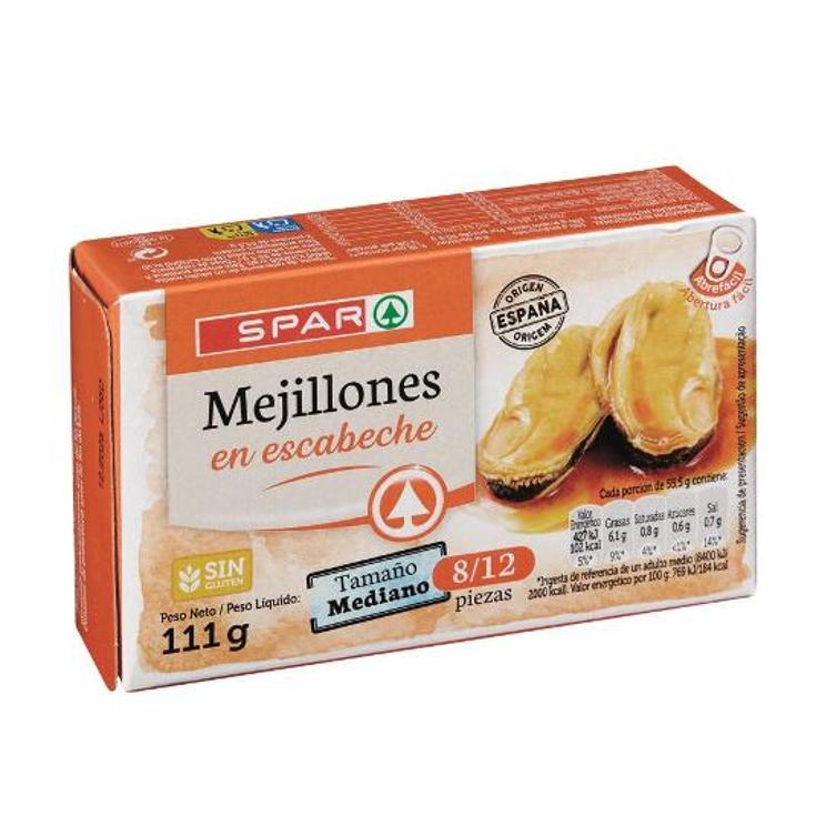 MEJILLON ESCABECHE 8/12 SPAR LATA 69 GR