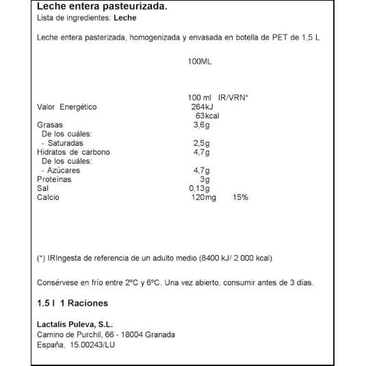 LECHE FRESCA ENTERA PULEVA BTLLA 1500 ML