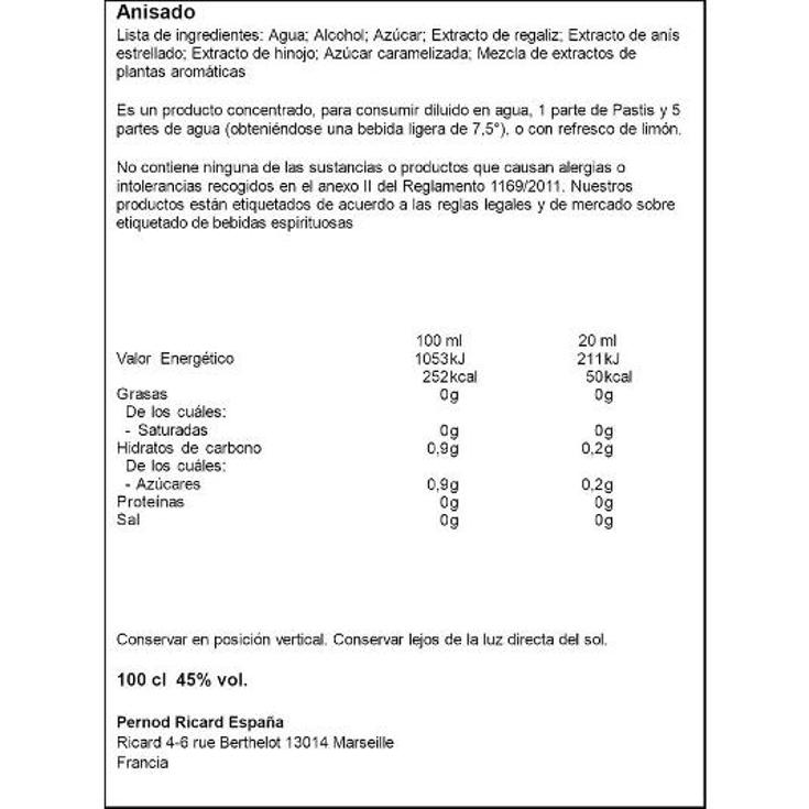 APERITIVO 45º RICARD BTLLA 1 LT