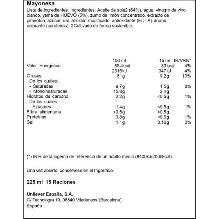 MAYONESA HELLMANN S FRASCO 225 ML