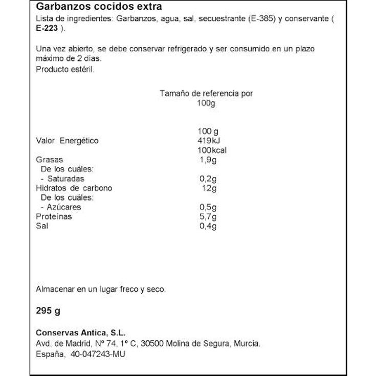 GARBANZO COCIDO LOZANO FRASCO 250 GR