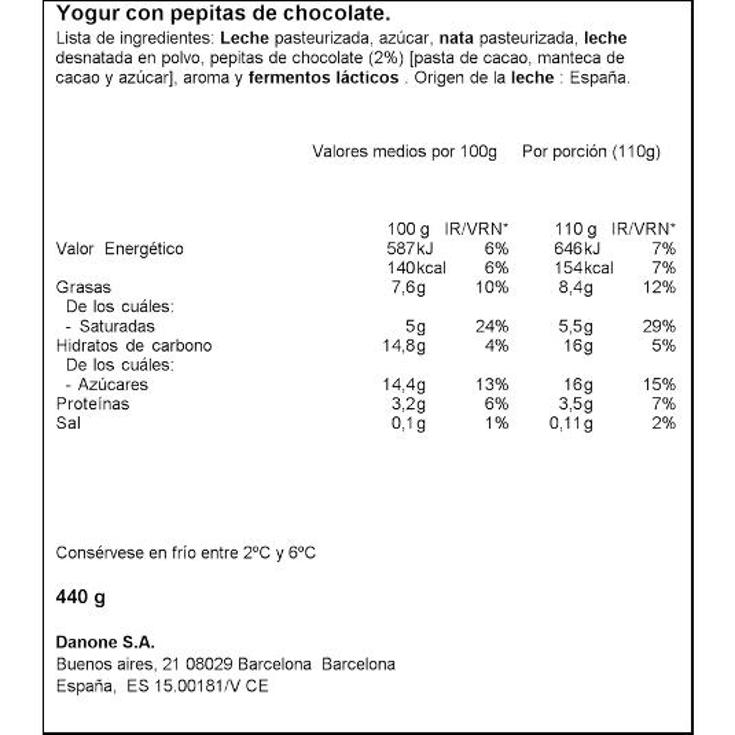 YOGUR GRIEGO STRACCIATELLA X4 DANONE PACK 440 GR