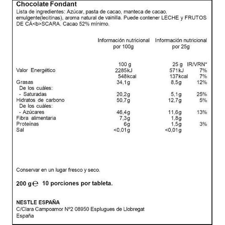 CHOCOLATE POSTRE NESTLE PTLLA 200 GR
