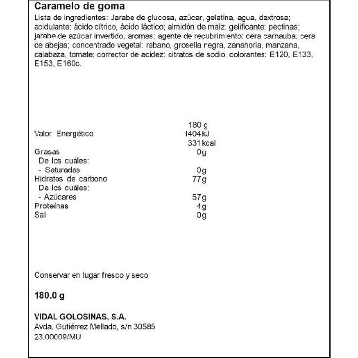 CARAMELO GOMA MONSTER VIDAL BOLSA 180 GR