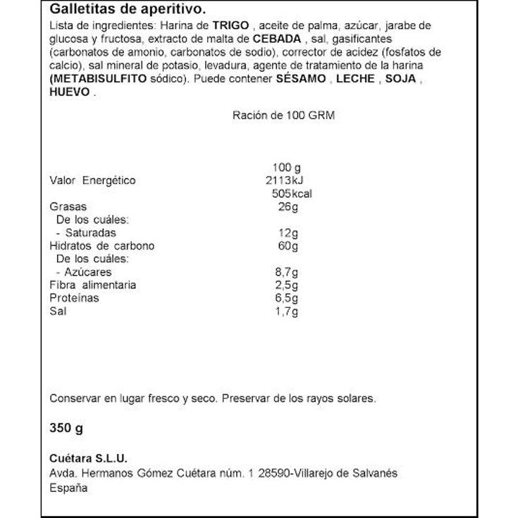 GALLETAS KRIT SALADAS CUETARA BOTE 350 GR