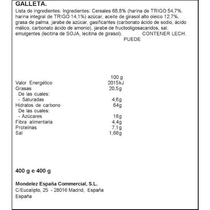 GALLETAS DIGESTIVE FONTANEDA PQTE 400 GR