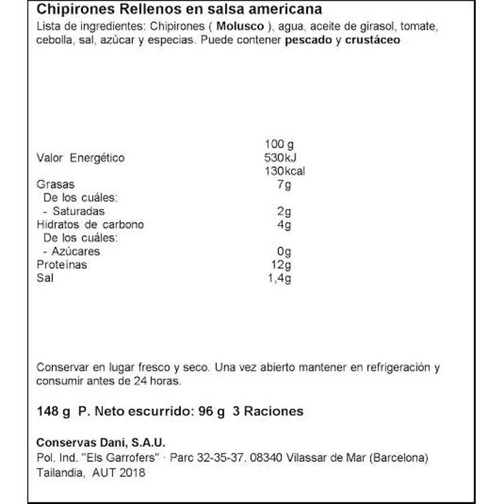 CHIPIRONES RELL.SALSA AMERICANA DANI LATA 96 GR