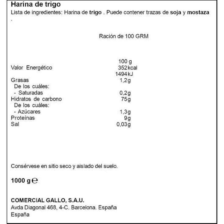 HARINA DE TRIGO GALLO PQTE 1 KG