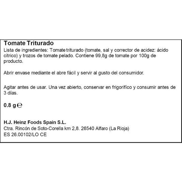 TOMATE NATURAL TRITURADO ORLANDO BOTE 800 GR