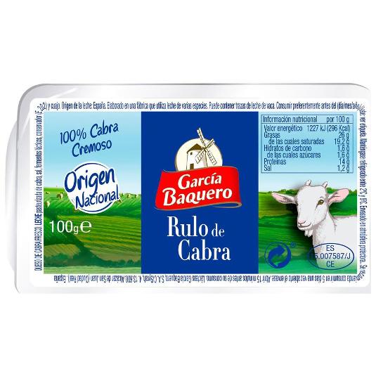 QUESO RULO DE CABRA CORTADO G.BAQUERO UNIDAD 100 GR