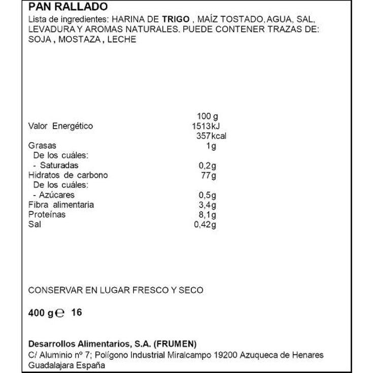 PAN RALLADO CRUJIENTE SPAR PQTE 400 GR