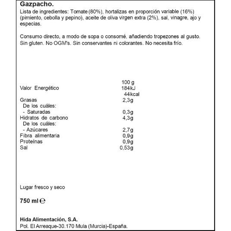 GAZPACHO HIDA BTLLA 75 CL