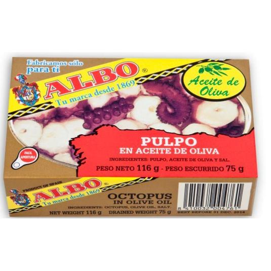 PULPO ACEITE OLIVA ALBO LATA 75 GR