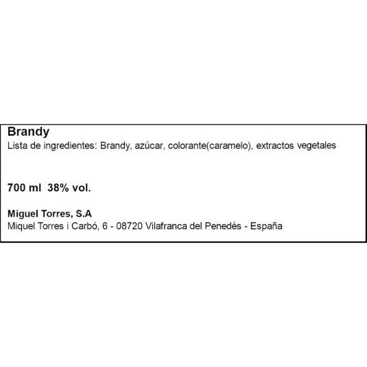 BRANDY 38ºL TORRES 10 BTLLA 70 CL