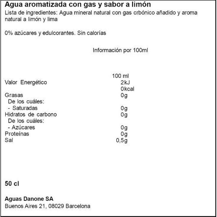 AGUA MINERAL CON GAS LIMON FONTER PET 50 CL
