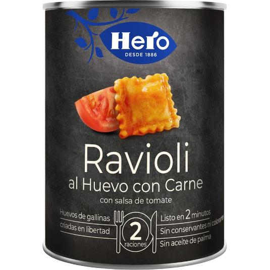 RAVIOLI HUEVO-CARNE HERO BOTE 430 GR