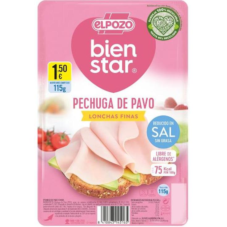 PECHUGA PAVO RED.SAL L/ALERGENO ELPOZO PQTE 115 GR