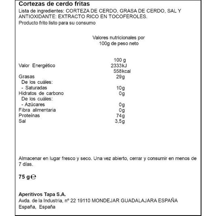 CORTEZA CERDO FRIT.TRUJITA SPAR BOLSA 75 GR
