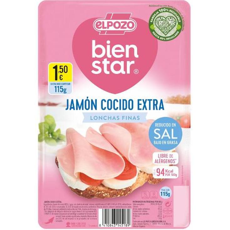 JAMON COCIDO RED.SAL L/ALERGENO ELPOZO PQTE 115 GR