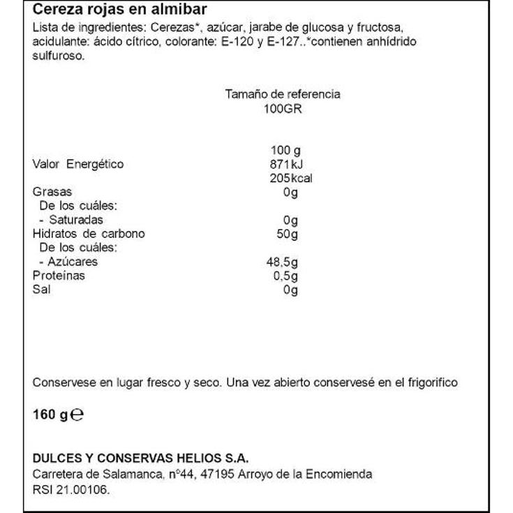 CEREZAS ROJAS ALMIBAR HELIOS FRASCO 90 GR