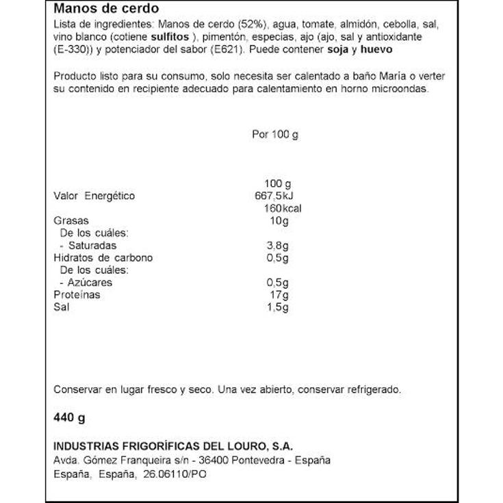 MANOS CERDO COREN LATA 440 GR